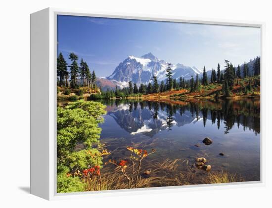 Mt Shuksan with Picture Lake, Mt Baker National Recreation Area, Washington, USA-Stuart Westmorland-Framed Premier Image Canvas