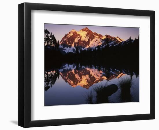 Mt. Shuskan in North Cascades National Park from Picture Lake, Washington-Charles Gurche-Framed Photographic Print