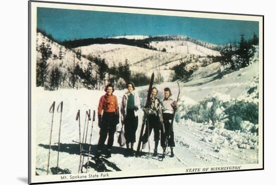 Mt. Spokane State Park Ladies Skiing - Washington-Lantern Press-Mounted Art Print