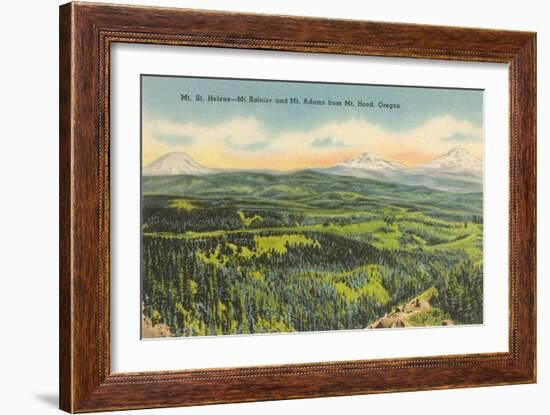 Mt. St. Helens, Mt. Rainier, Mt. Adams-null-Framed Art Print