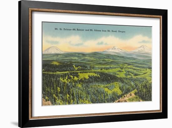 Mt. St. Helens, Mt. Rainier, Mt. Adams-null-Framed Art Print