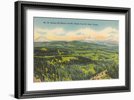 Mt. St. Helens, Mt. Rainier, Mt. Adams-null-Framed Art Print