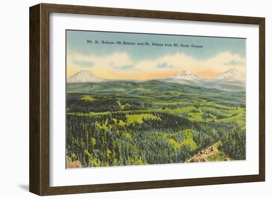 Mt. St. Helens, Mt. Rainier, Mt. Adams-null-Framed Premium Giclee Print