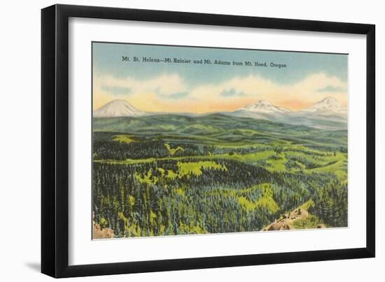 Mt. St. Helens, Mt. Rainier, Mt. Adams-null-Framed Premium Giclee Print