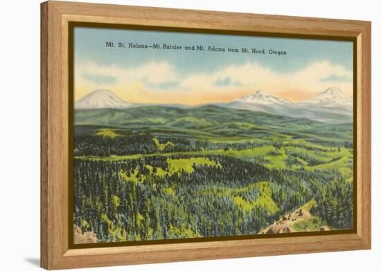 Mt. St. Helens, Mt. Rainier, Mt. Adams-null-Framed Stretched Canvas