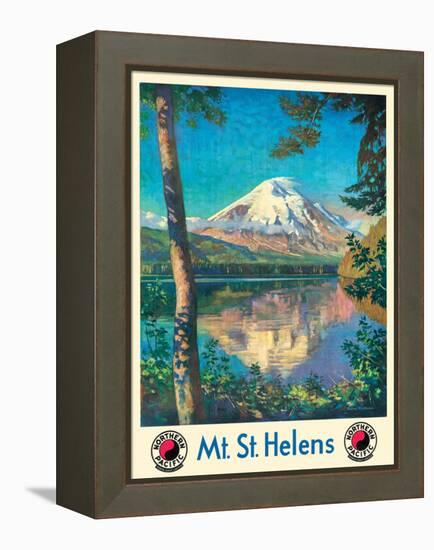 Mt. St. Helens - Spirit Lake, Washington - Vintage Northern Pacific Railway Travel Poster, 1920s-Gustav Wilhelm Krollmann-Framed Stretched Canvas