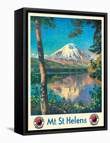 Mt. St. Helens - Spirit Lake, Washington - Vintage Northern Pacific Railway Travel Poster, 1920s-Gustav Wilhelm Krollmann-Framed Stretched Canvas