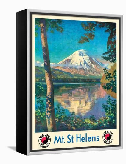 Mt. St. Helens - Spirit Lake, Washington - Vintage Northern Pacific Railway Travel Poster, 1920s-Gustav Wilhelm Krollmann-Framed Stretched Canvas