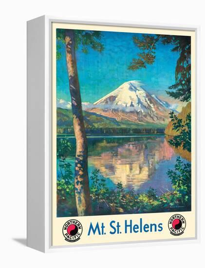 Mt. St. Helens - Spirit Lake, Washington - Vintage Northern Pacific Railway Travel Poster, 1920s-Gustav Wilhelm Krollmann-Framed Stretched Canvas