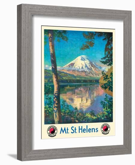 Mt. St. Helens - Spirit Lake, Washington - Vintage Northern Pacific Railway Travel Poster, 1920s-Gustav Wilhelm Krollmann-Framed Art Print