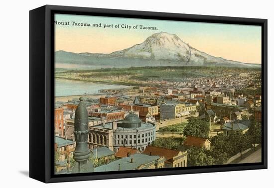 Mt. Tacoma and Downtown Tacoma, Washington-null-Framed Stretched Canvas