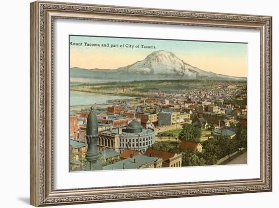 Mt. Tacoma and Downtown Tacoma, Washington-null-Framed Art Print