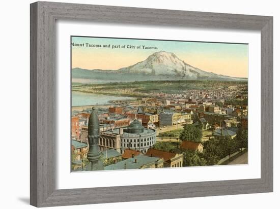 Mt. Tacoma and Downtown Tacoma, Washington-null-Framed Art Print