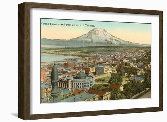 Mt. Tacoma and Downtown Tacoma, Washington-null-Framed Art Print