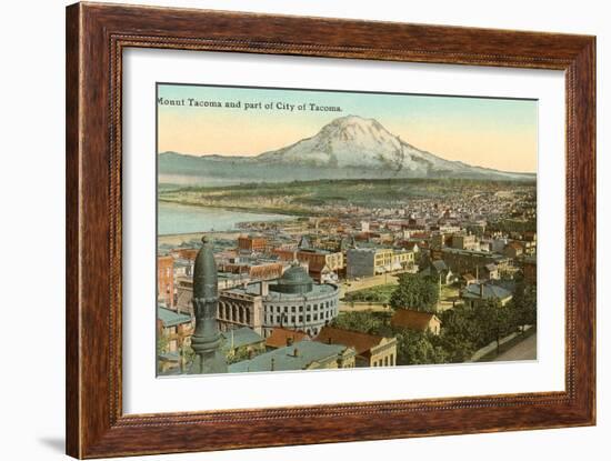 Mt. Tacoma and Downtown Tacoma, Washington-null-Framed Art Print