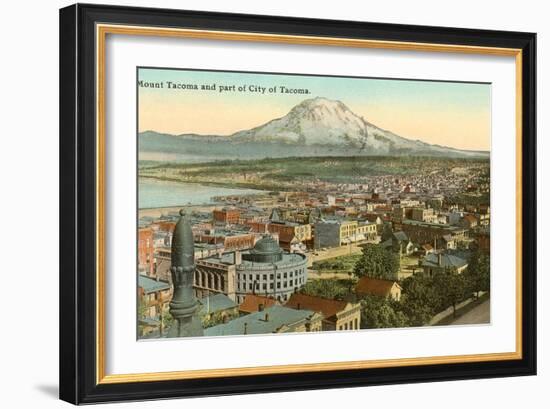 Mt. Tacoma and Downtown Tacoma, Washington-null-Framed Art Print