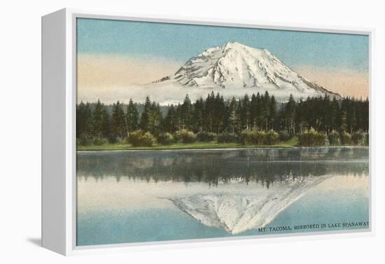 Mt. Tacoma, Lake Spanaway, Washington-null-Framed Stretched Canvas