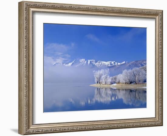 Mt. Timpanogas, Deer Creek Reservoir, Wasatch Mountains, Utah-Howie Garber-Framed Photographic Print