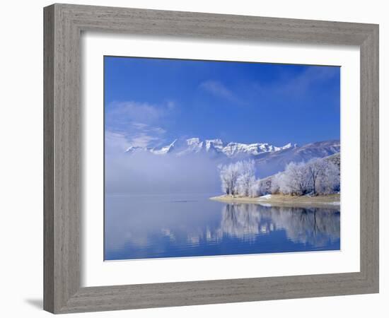 Mt. Timpanogas, Deer Creek Reservoir, Wasatch Mountains, Utah-Howie Garber-Framed Photographic Print