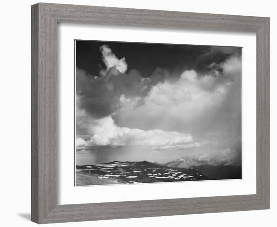 Mt Tops Low Horizon Dramatic Clouded Sky "In Rocky Mountain National Park" Colorado 1933-1942-Ansel Adams-Framed Art Print