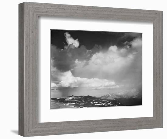 Mt Tops Low Horizon Dramatic Clouded Sky "In Rocky Mountain National Park" Colorado 1933-1942-Ansel Adams-Framed Art Print