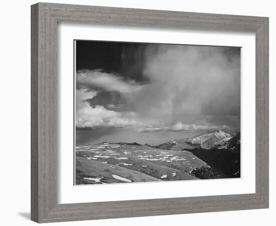 Mt Tops Low Horizon Low Hanging Clouds "In Rocky Mountain National Park" Colorado. 1933-1942-Ansel Adams-Framed Art Print