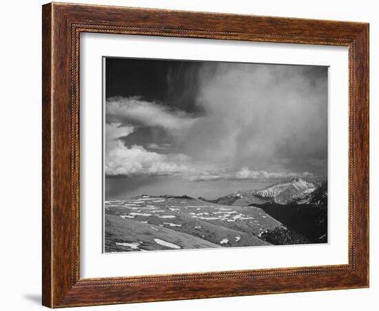 Mt Tops Low Horizon Low Hanging Clouds "In Rocky Mountain National Park" Colorado. 1933-1942-Ansel Adams-Framed Art Print