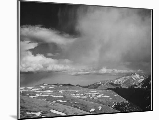 Mt Tops Low Horizon Low Hanging Clouds "In Rocky Mountain National Park" Colorado. 1933-1942-Ansel Adams-Mounted Art Print