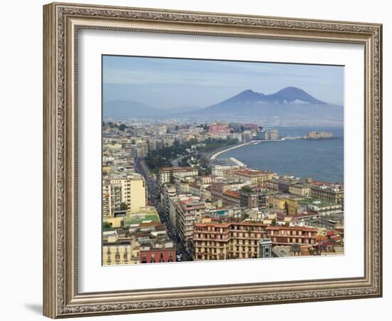 Mt. Vesuvius and View over Naples, Campania, Italy-Walter Bibikow-Framed Photographic Print