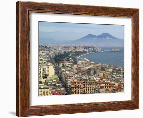 Mt. Vesuvius and View over Naples, Campania, Italy-Walter Bibikow-Framed Photographic Print