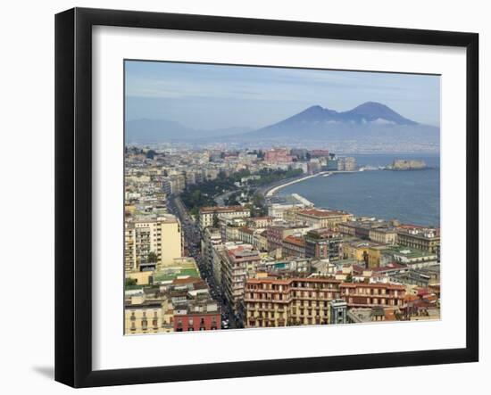 Mt. Vesuvius and View over Naples, Campania, Italy-Walter Bibikow-Framed Photographic Print