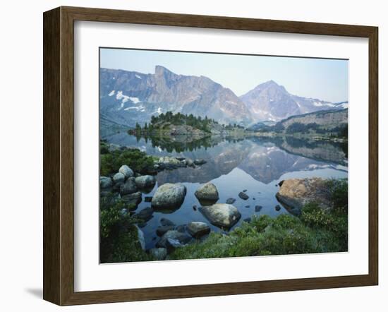 Mt Washakie Reflecting in Washakie Lake, Wind River Range, Popo Agie Wilderness, Shoshone National-Scott T. Smith-Framed Photographic Print