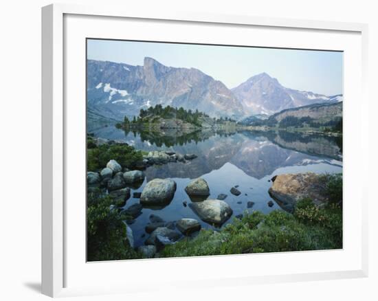 Mt Washakie Reflecting in Washakie Lake, Wind River Range, Popo Agie Wilderness, Shoshone National-Scott T. Smith-Framed Photographic Print