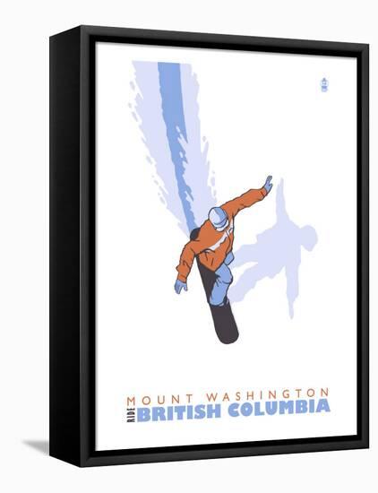 Mt. Washington, BC, Canada, Stylized Snowboarder-Lantern Press-Framed Stretched Canvas