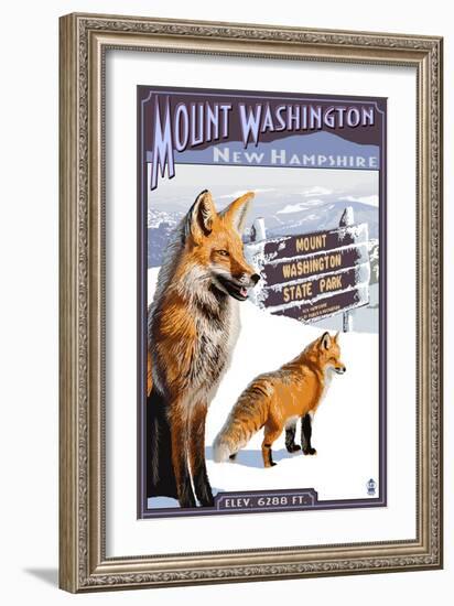 Mt. Washington, New Hampshire - Fox Scene-Lantern Press-Framed Art Print