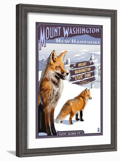 Mt. Washington, New Hampshire - Fox Scene-Lantern Press-Framed Art Print