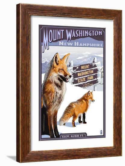 Mt. Washington, New Hampshire - Fox Scene-Lantern Press-Framed Art Print