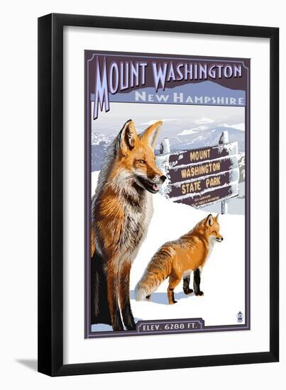 Mt. Washington, New Hampshire - Fox Scene-Lantern Press-Framed Art Print