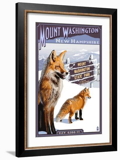 Mt. Washington, New Hampshire - Fox Scene-Lantern Press-Framed Art Print