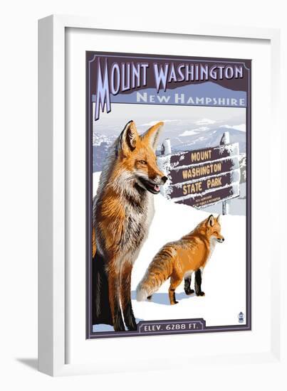 Mt. Washington, New Hampshire - Fox Scene-Lantern Press-Framed Art Print