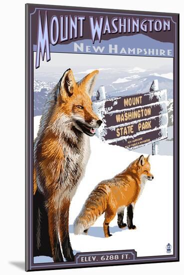 Mt. Washington, New Hampshire - Fox Scene-Lantern Press-Mounted Art Print