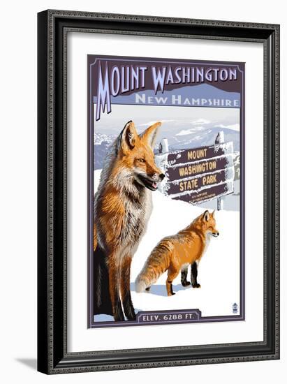 Mt. Washington, New Hampshire - Fox Scene-Lantern Press-Framed Art Print