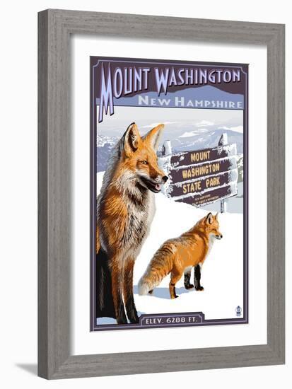 Mt. Washington, New Hampshire - Fox Scene-Lantern Press-Framed Premium Giclee Print