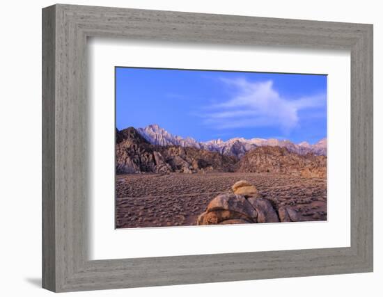 Mt Whitney and Lone Pine Peak, Alabama Hills Region, California-James White-Framed Photographic Print