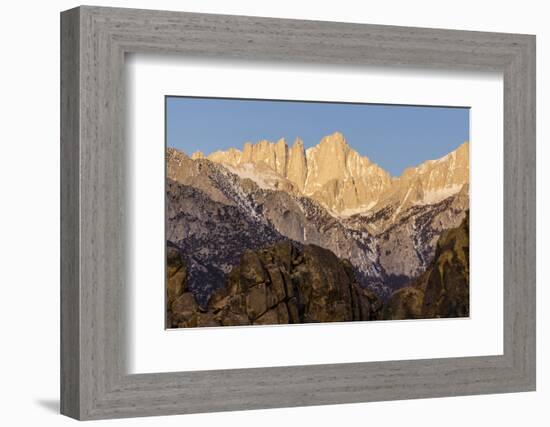 Mt. Whitney at Dawn with Rocks of Alabama Hills, Lone Pine, California-Rob Sheppard-Framed Photographic Print