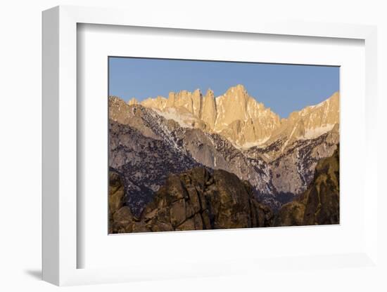 Mt. Whitney at Dawn with Rocks of Alabama Hills, Lone Pine, California-Rob Sheppard-Framed Photographic Print