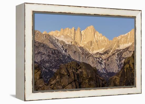 Mt. Whitney at Dawn with Rocks of Alabama Hills, Lone Pine, California-Rob Sheppard-Framed Premier Image Canvas