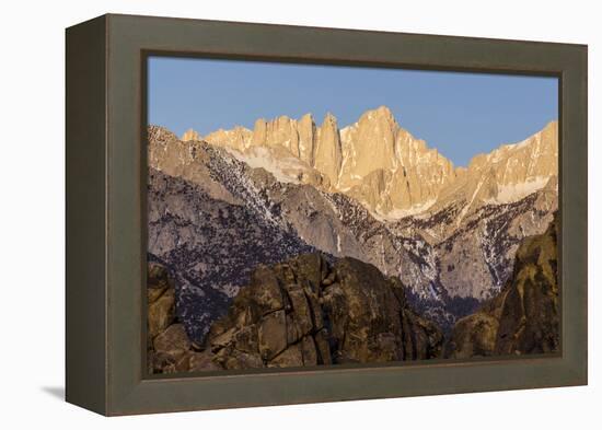 Mt. Whitney at Dawn with Rocks of Alabama Hills, Lone Pine, California-Rob Sheppard-Framed Premier Image Canvas