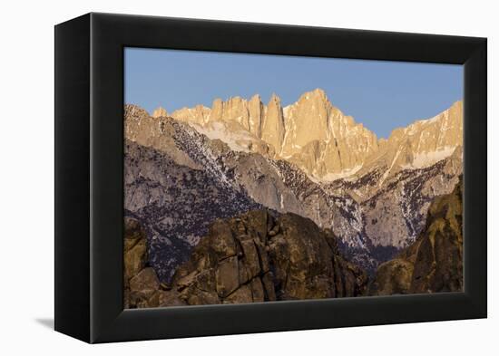 Mt. Whitney at Dawn with Rocks of Alabama Hills, Lone Pine, California-Rob Sheppard-Framed Premier Image Canvas