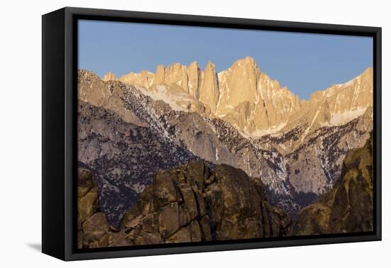 Mt. Whitney at Dawn with Rocks of Alabama Hills, Lone Pine, California-Rob Sheppard-Framed Premier Image Canvas